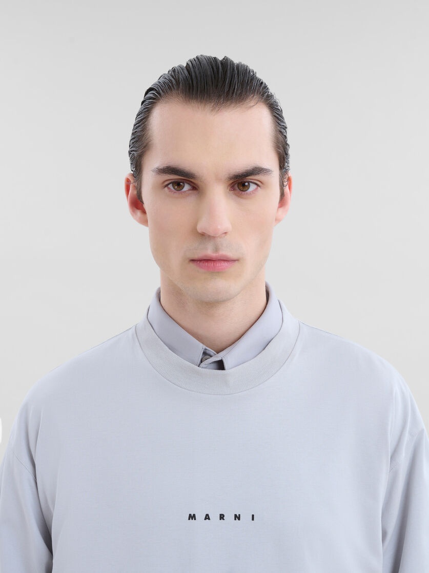 GREY ORGANIC COTTON T-SHIRT WITH MINI MARNI LOGO - 4