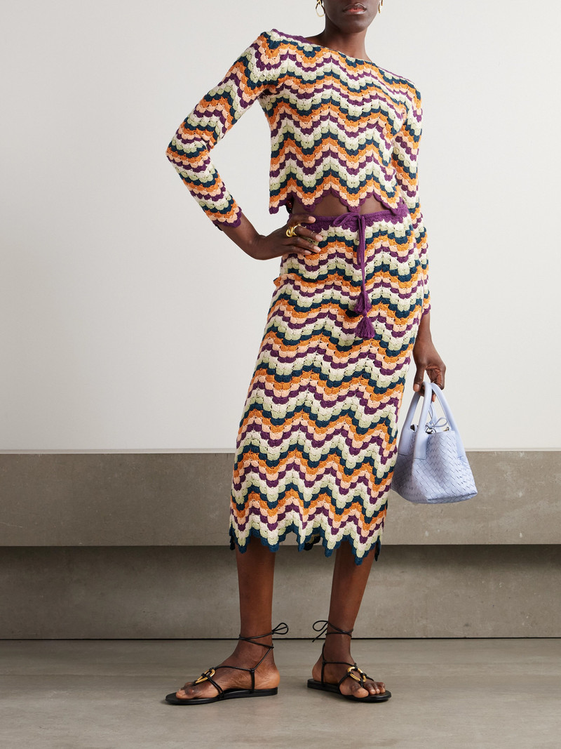 ESCVDO Safi Scalloped Crocheted Cotton Midi Skirt outlook