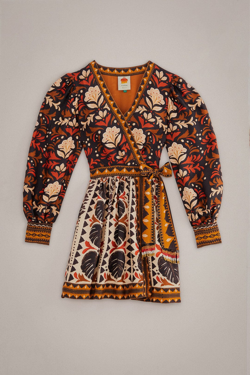 Multicolor Tapestry Garden V Neck Mini Dress 8