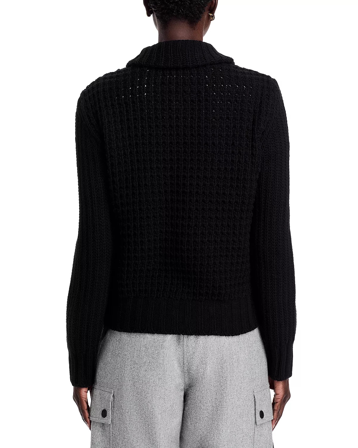 Mixed Media Wool & Cashmere Zip Up Cardigan - 3