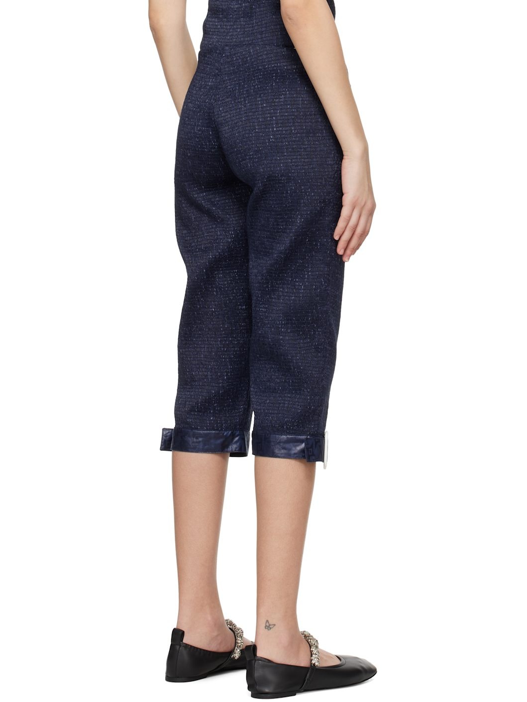 Navy Pantacourt With Belts Trousers - 3