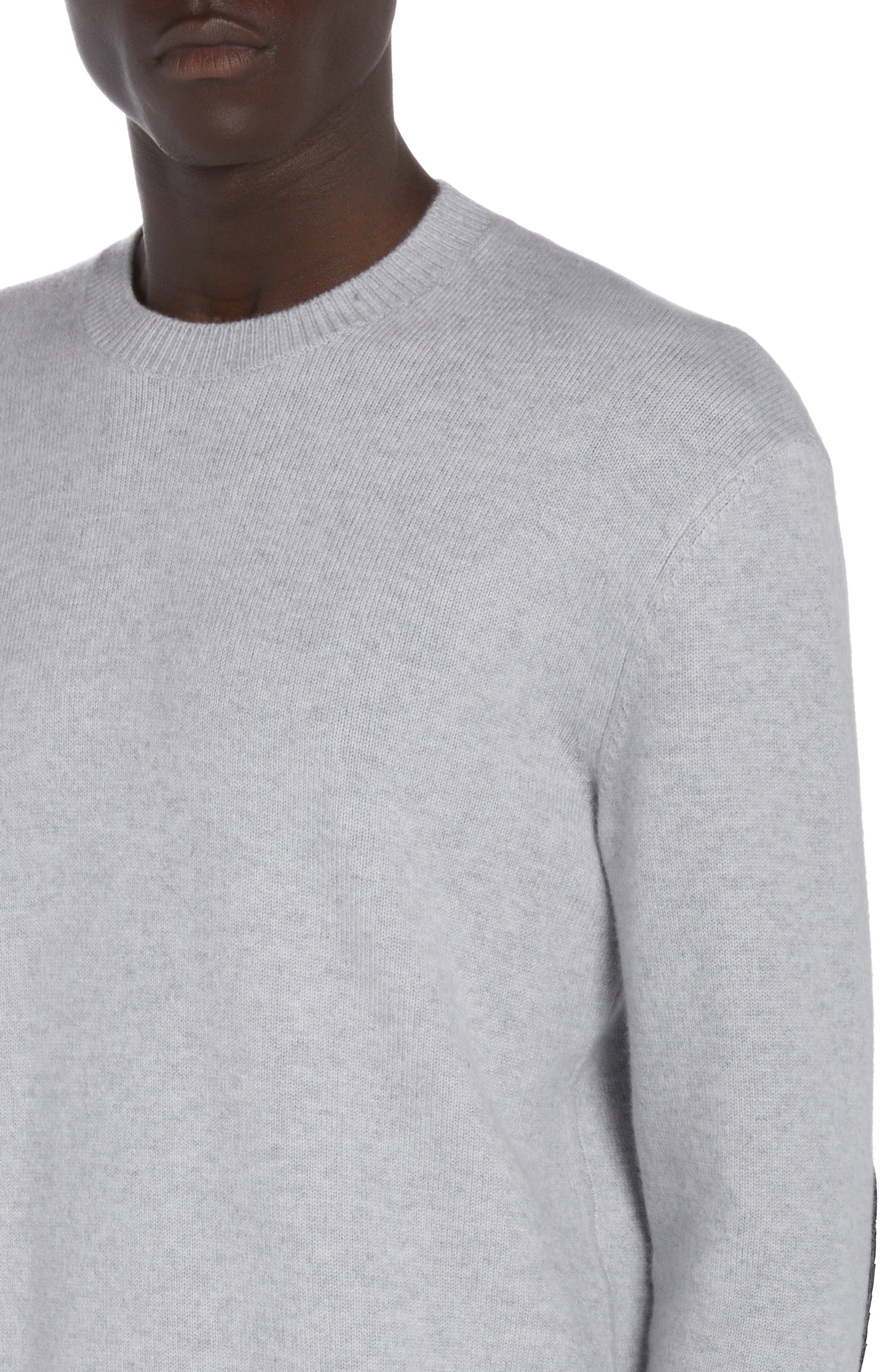 Intrecciato Leather Patch Cashmere Blend Crewneck Sweater - 5