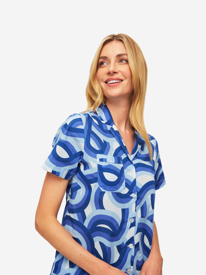 Women's Short Pyjamas Ledbury 51 Cotton Batiste Blue - 5