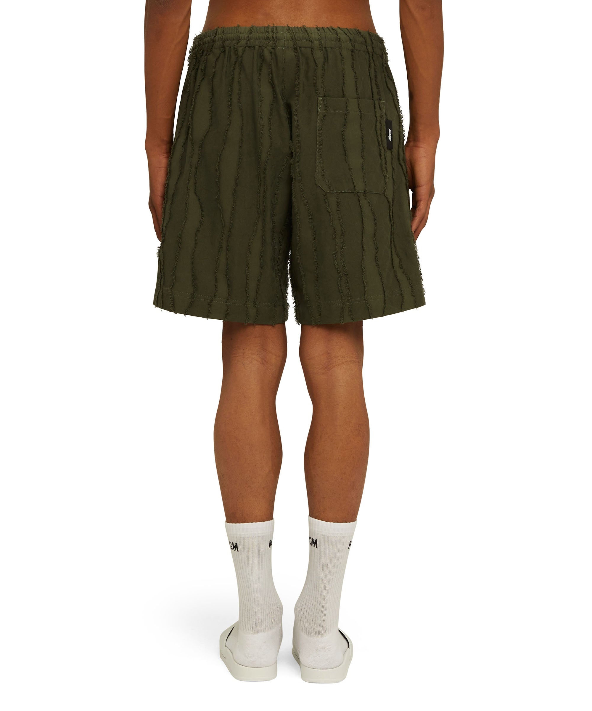 Solid color jacquard fil coup&eacute; cotton Bermuda shorts - 4