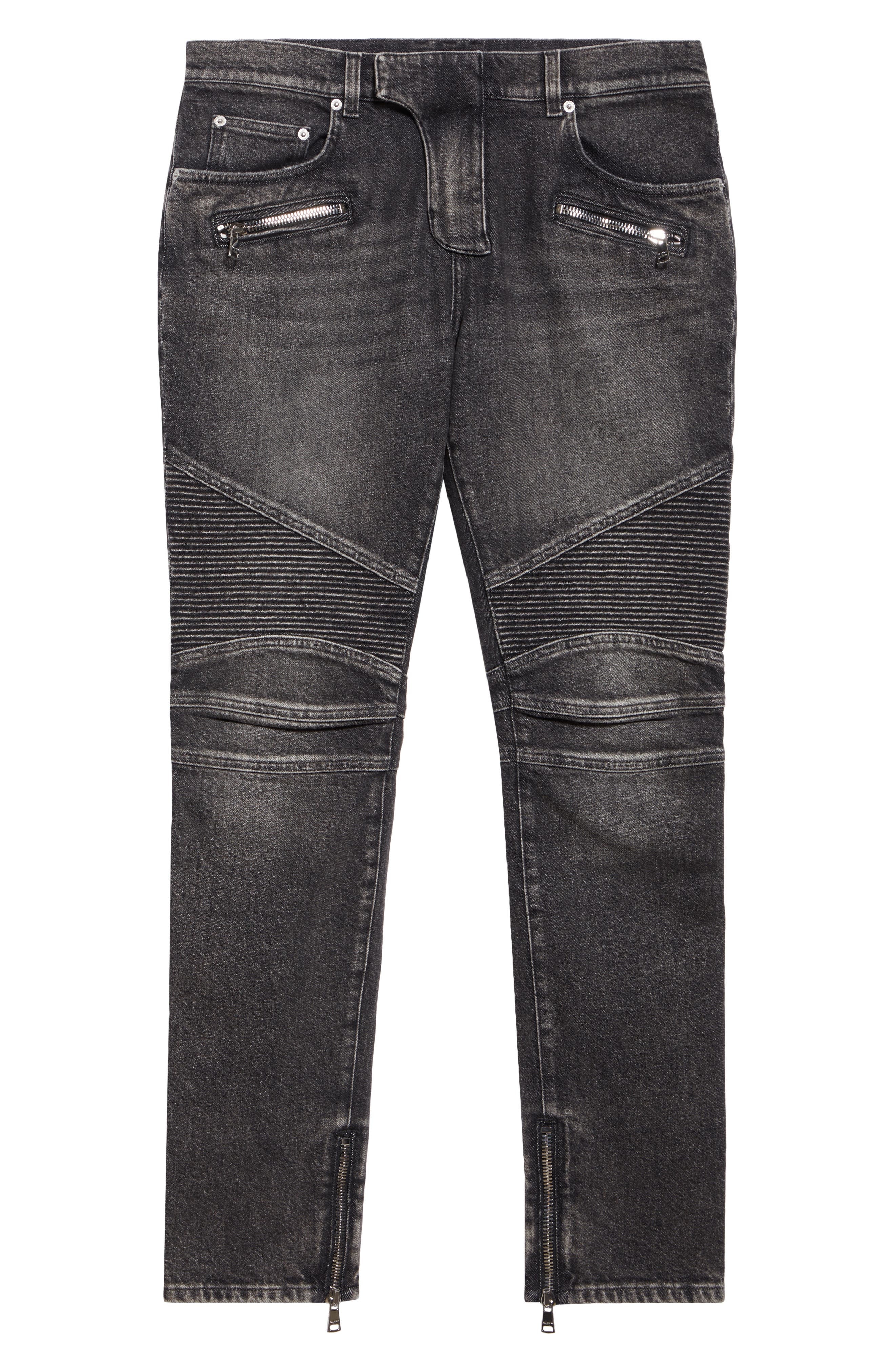 Balmain Denim Biker Pants in 9Az Denim Dark Grey at Nordstrom - 6