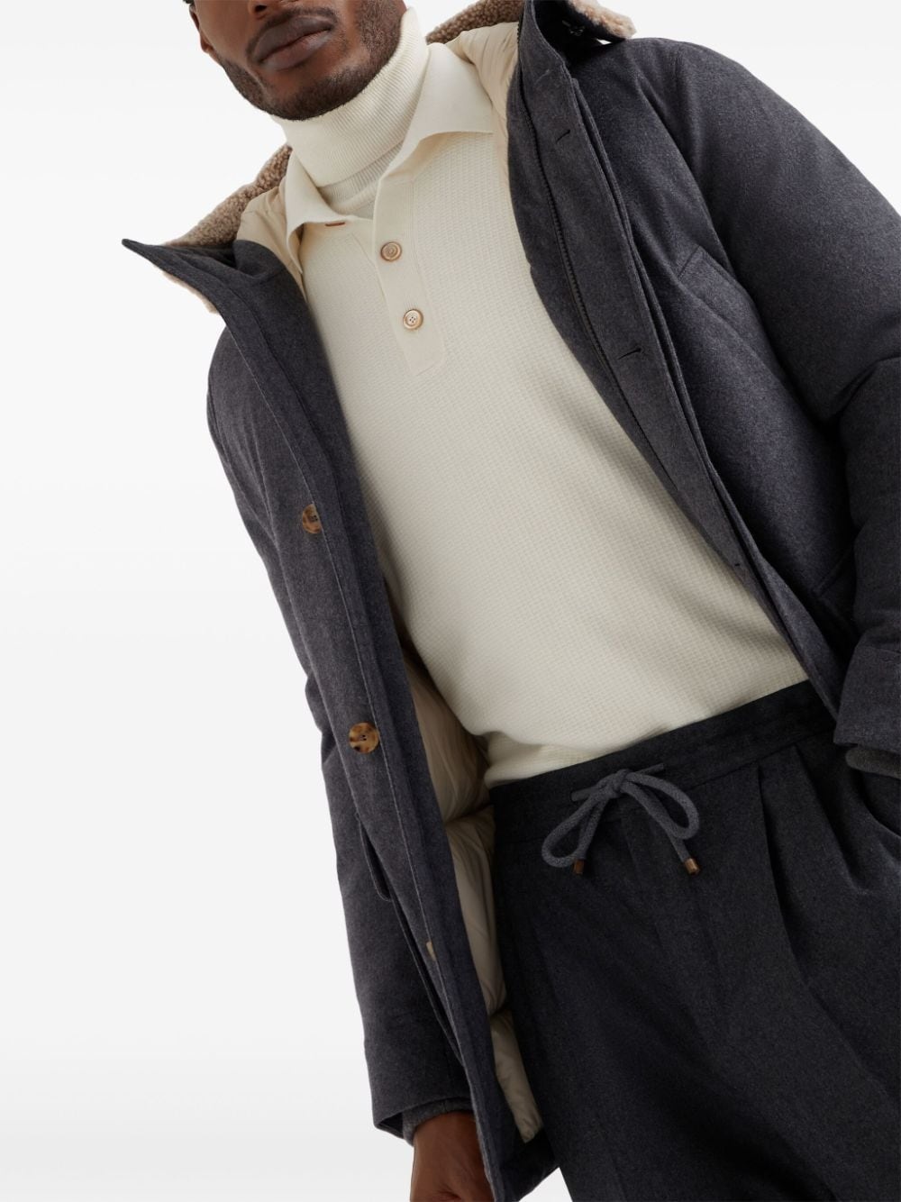 padded hooded wool jacket - 6