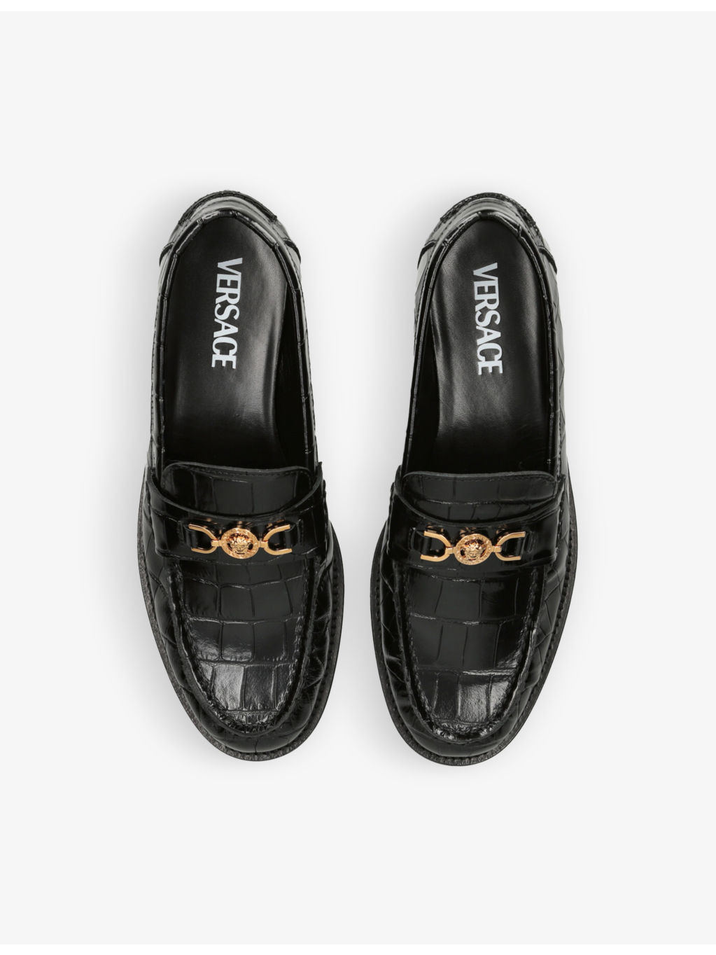 Medusa croc-embossed leather loafers - 2