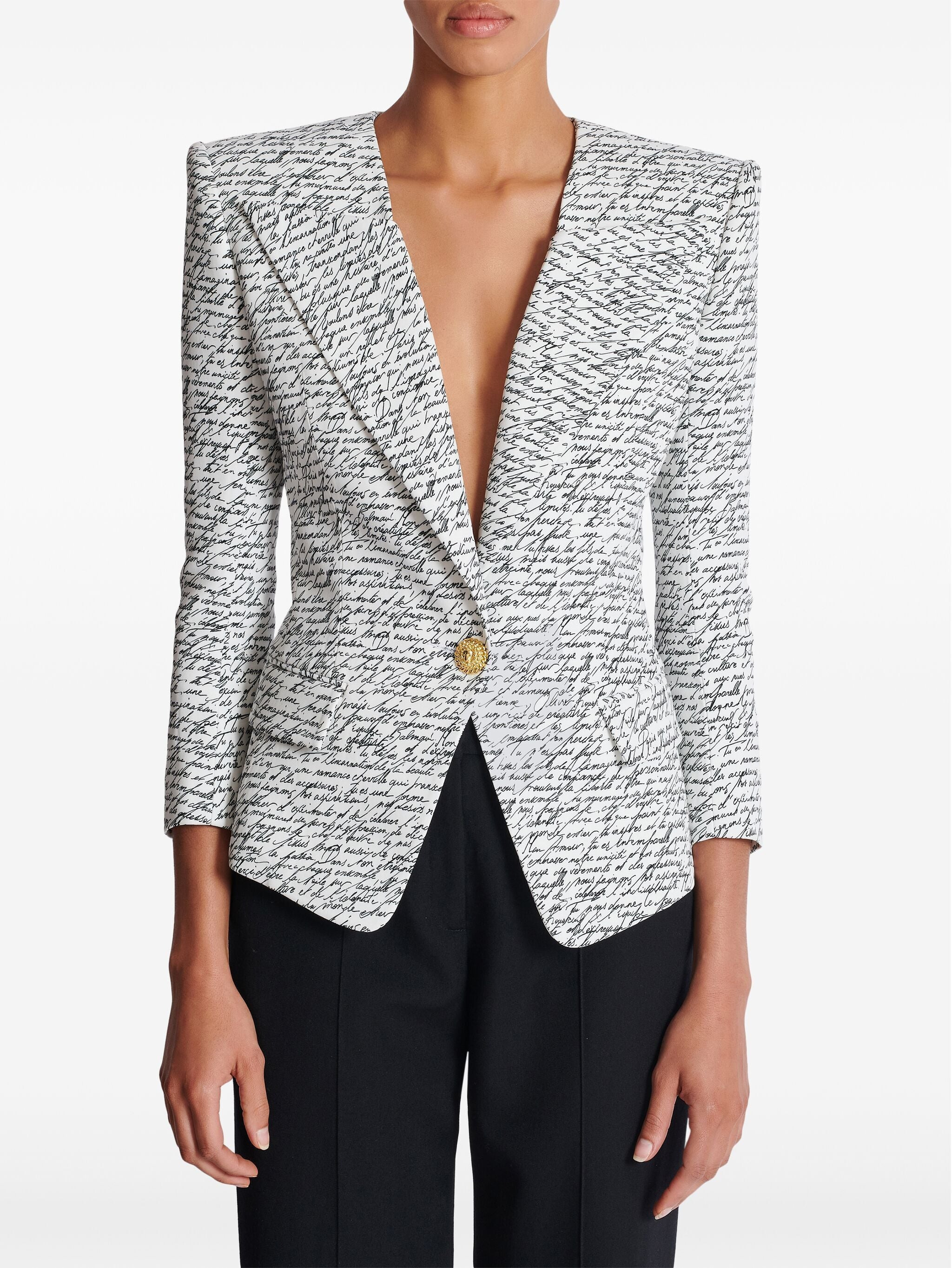 Balmain Women 1 Btn Love Letter Print Tailored Jacket - 6