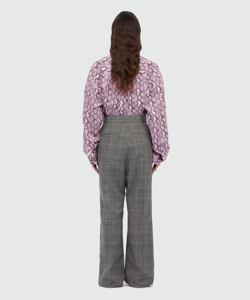 Wide-leg Prince of Wales wool trousers. 3