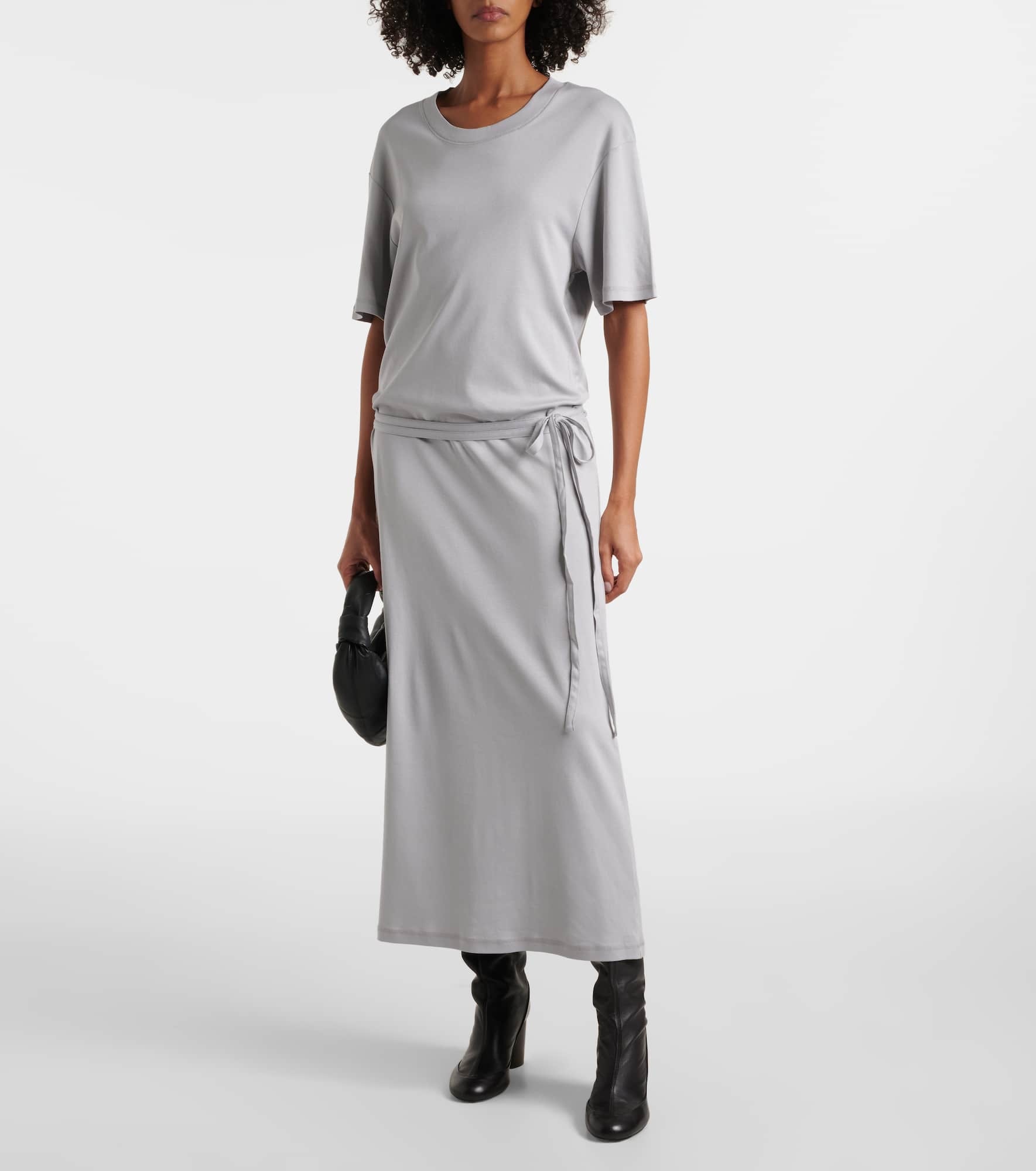 Belted cotton jersey midi dress - 2