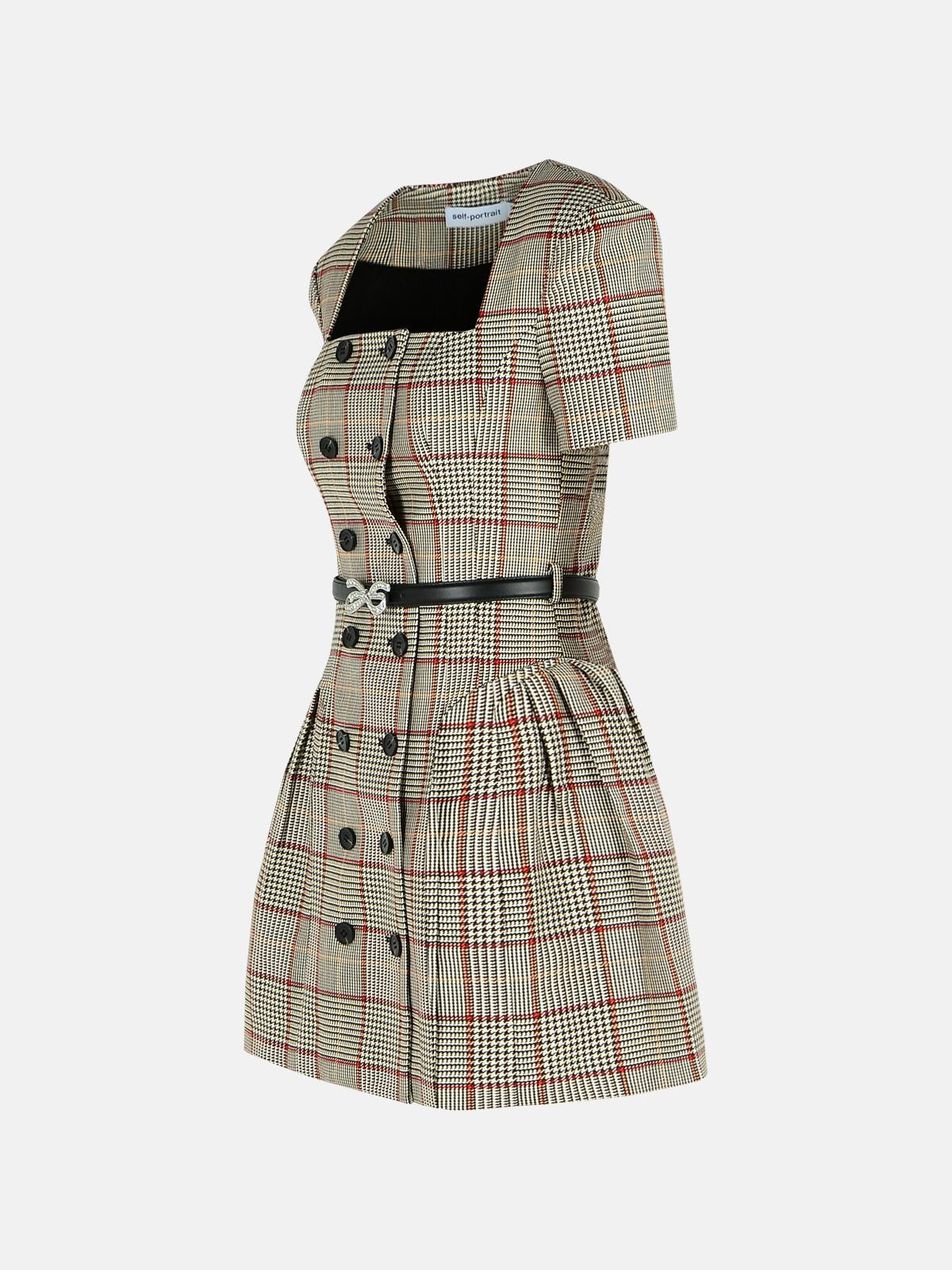 SHORT MNICHE MINI DRESS IN BROWN WOOL BLEND - 2