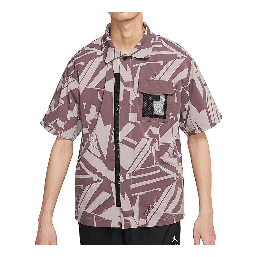 Men's Air Jordan Printing Knit Short Sleeve Pink Brown Shirt DM3109-218 - 1