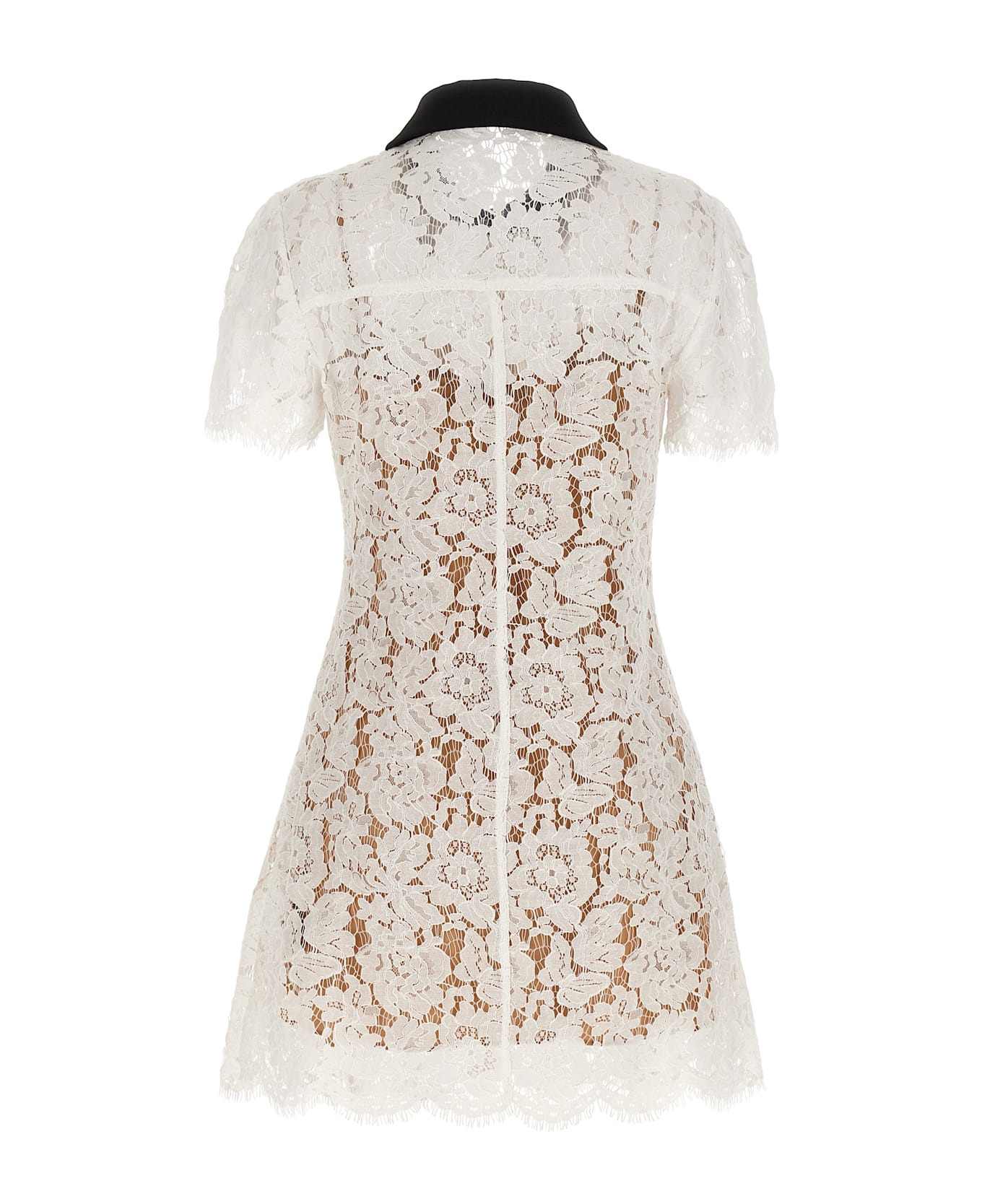 'white Lace Contrast Collar Mini' Dress - 2