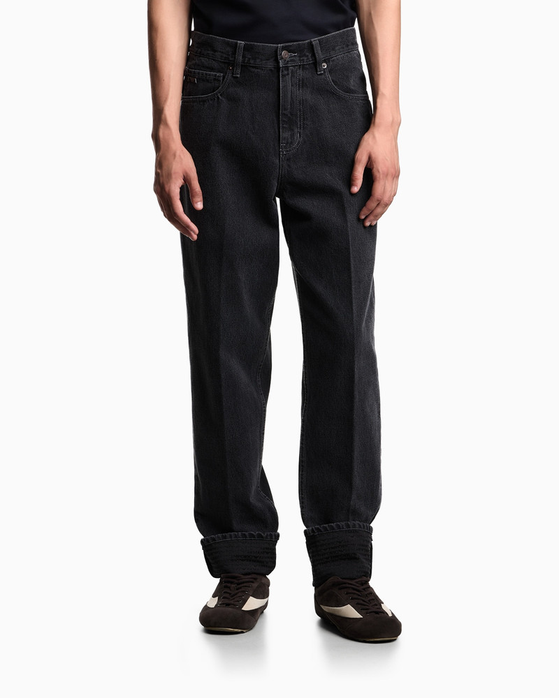 EMPORIO ARMANI J73 LOOSE-FIT DENIM JEANS WITH LOGO TURN-UPS outlook