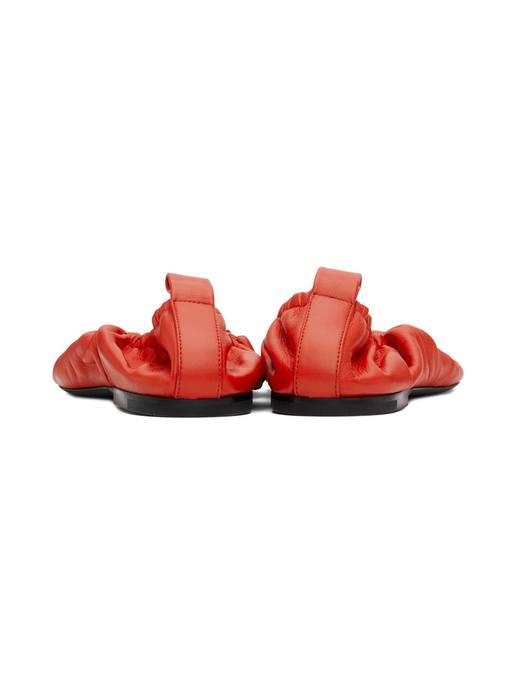Red Leather Ballerina Flats - 2