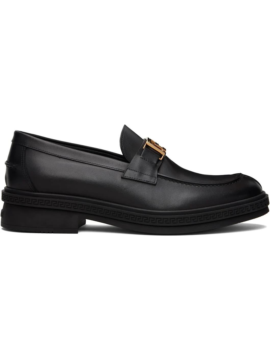 Black Greca Leather Loafers - 1