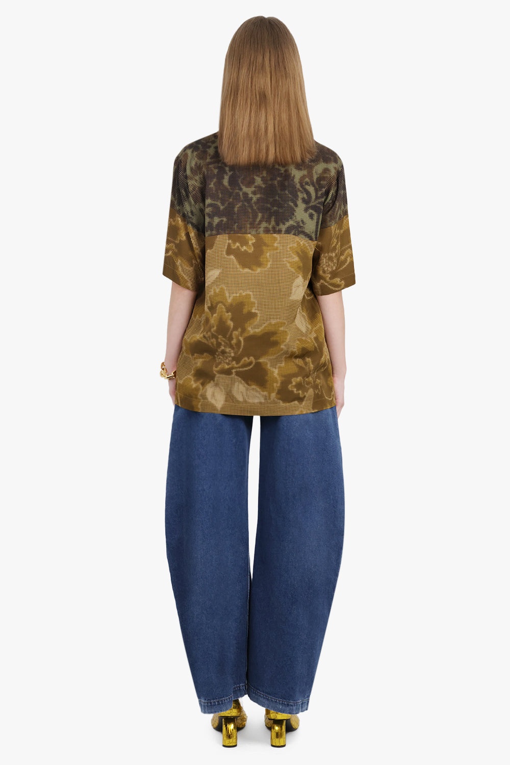CONTRAST PIXEL FLORAL PRINT S/S SHIRT | YELLOW/GREEN - 5