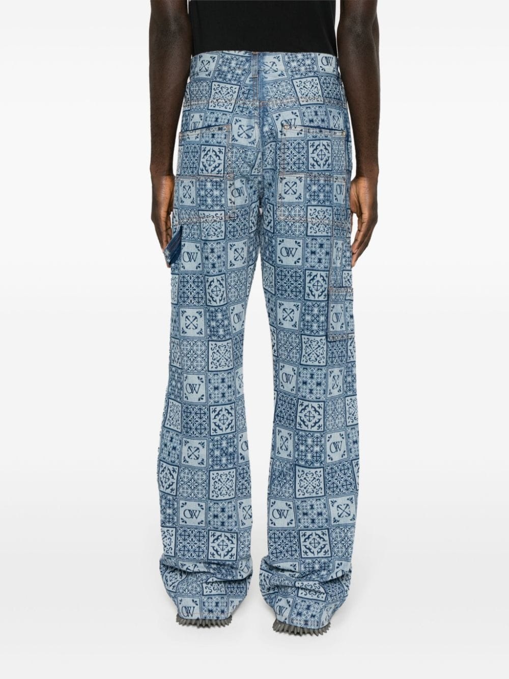 logo-print flared carpenter jeans - 4