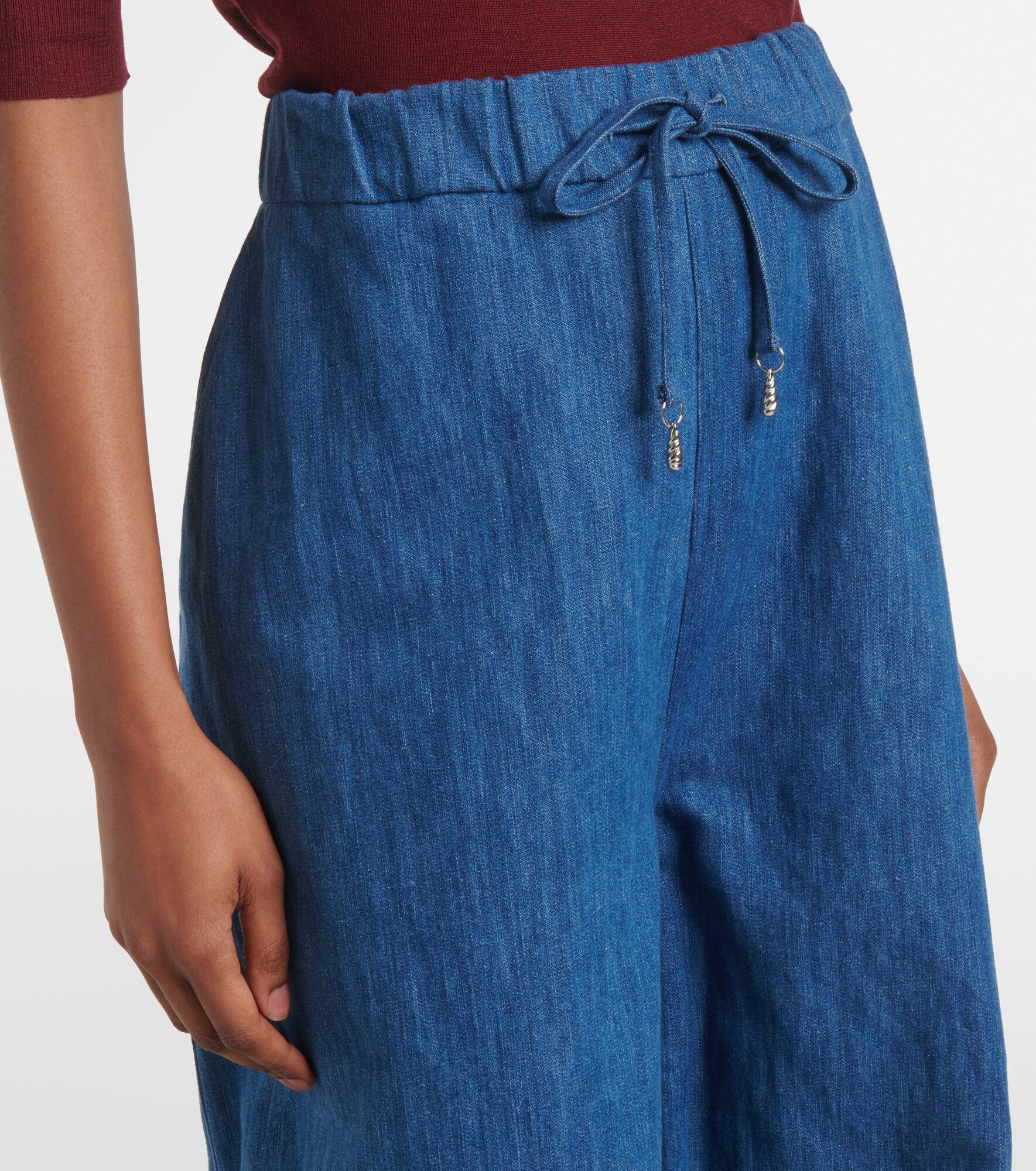 Gelos high-rise cotton and linen wide-leg pants - 4