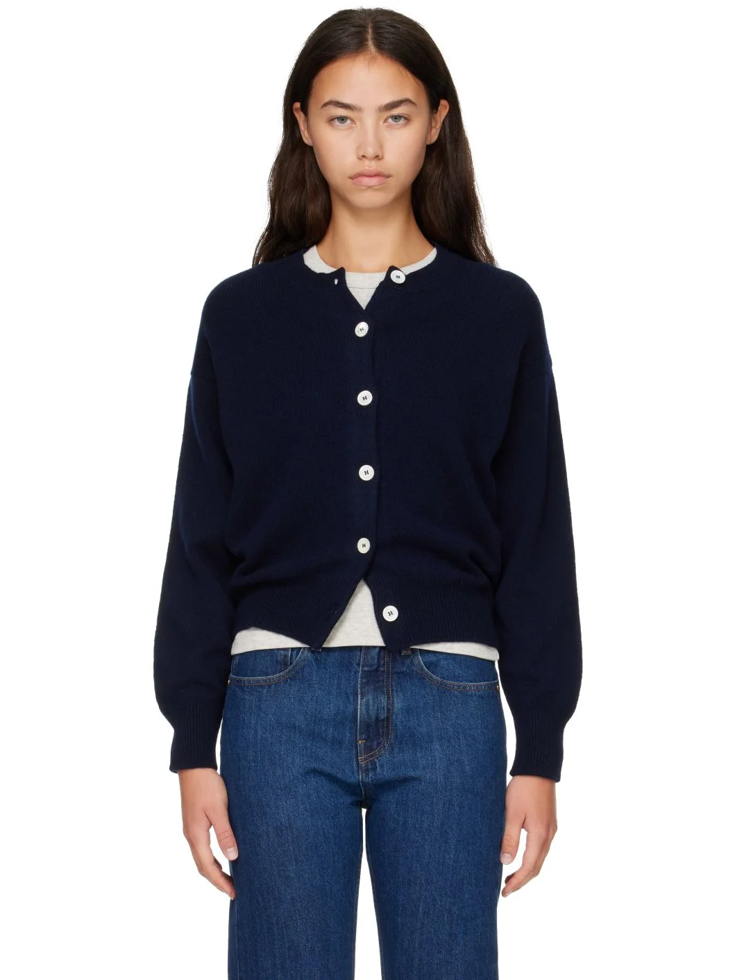 Navy Ada Crewneck Cardigan - 1
