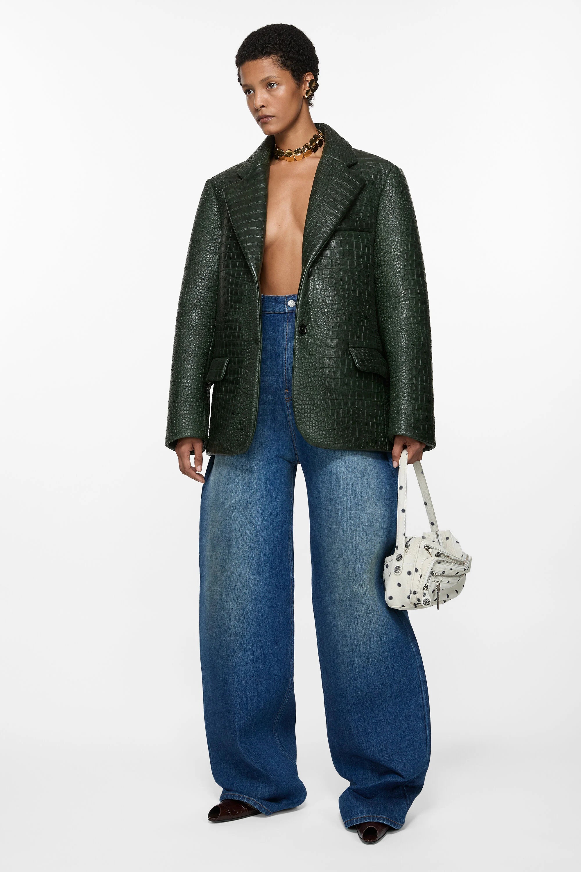 Denim bonded trousers - Mid blue - 4