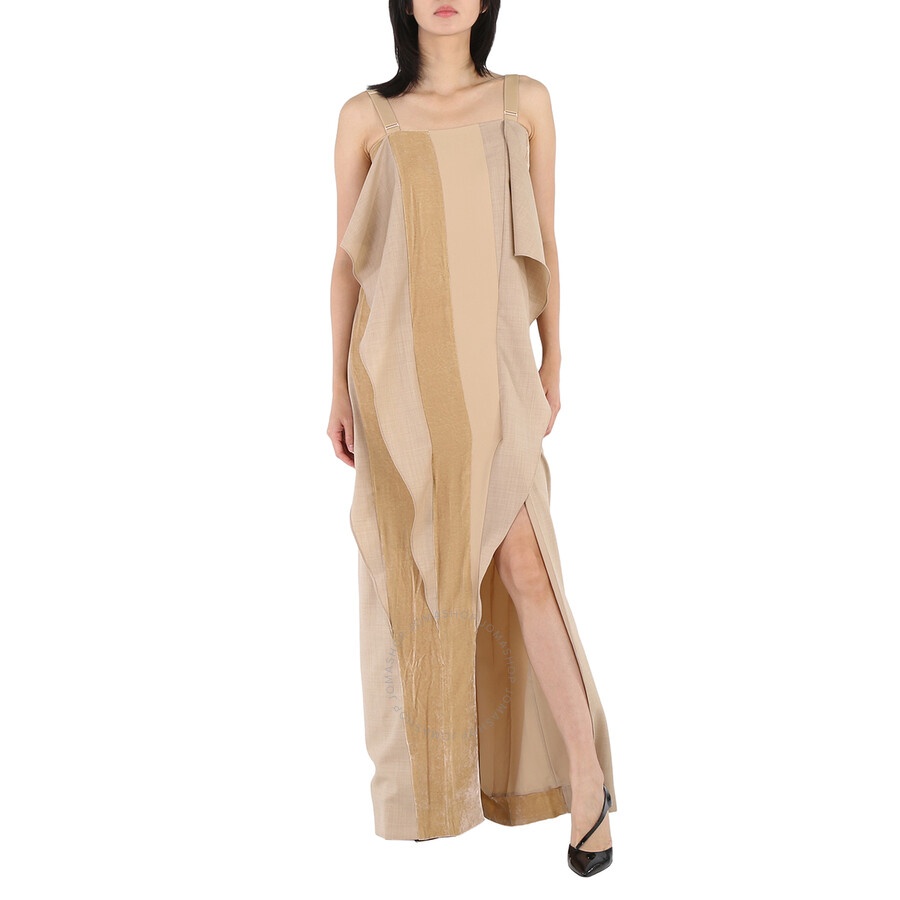 Burberry Panelled Wool Silk And Velvet Gown With Feather Detail - 3