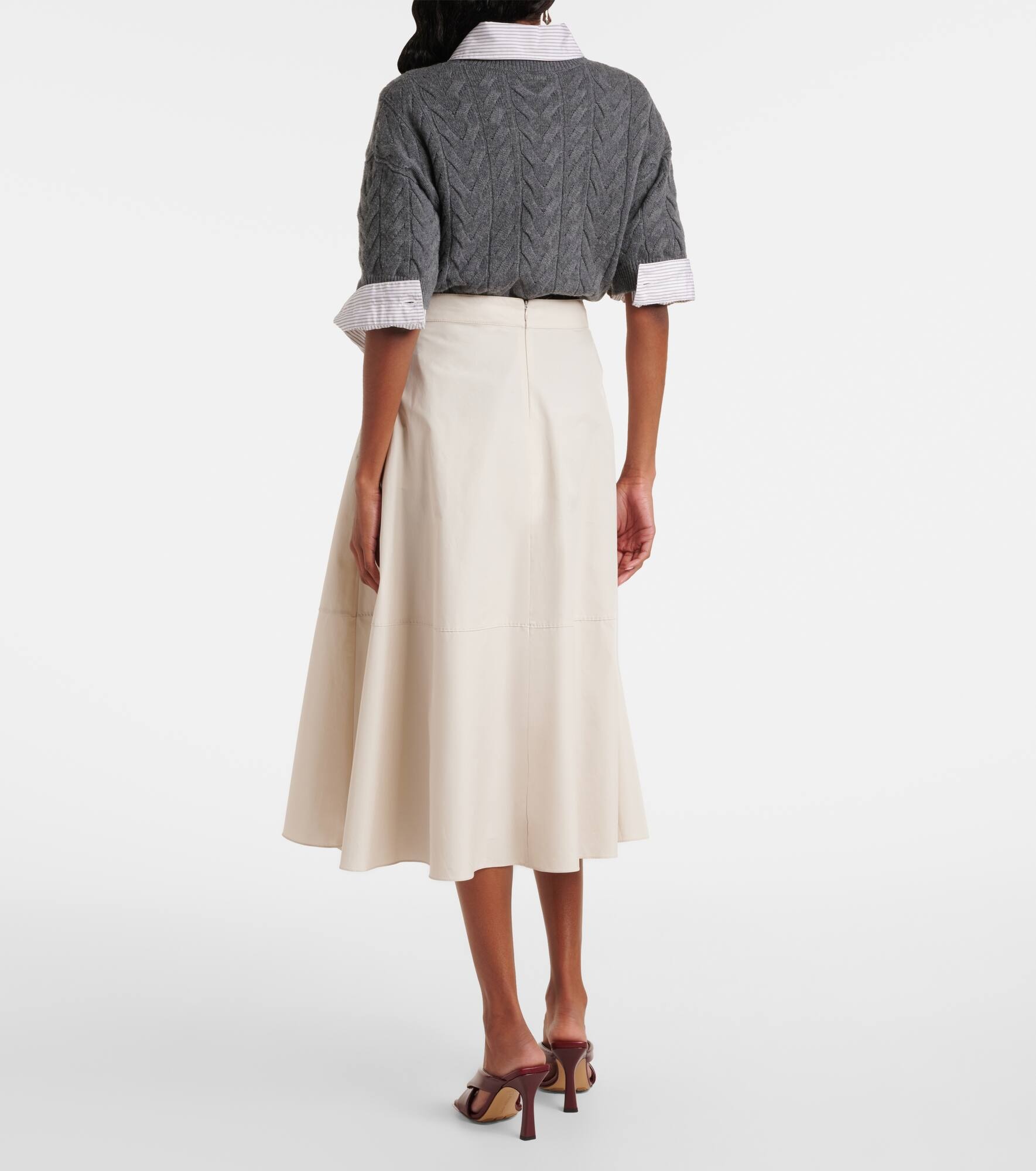 Desy cotton poplin midi skirt - 3