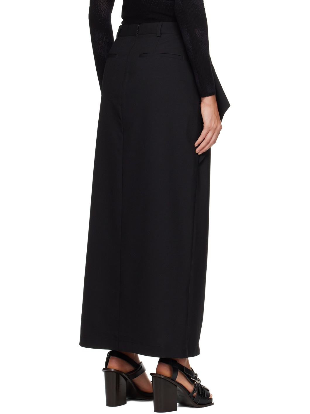 Black Zip Midi Skirt - 3