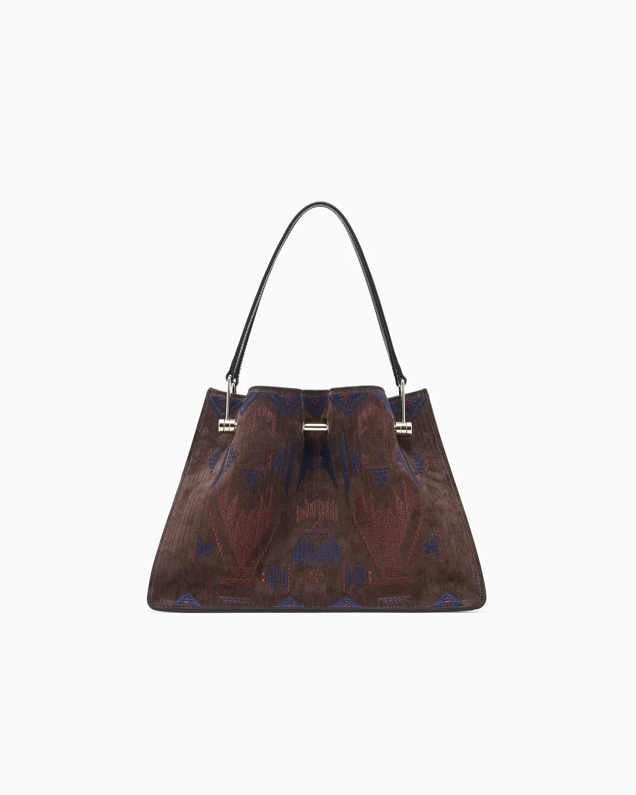 SMALL EMBROIDERED SUEDE SHOPPER BAG - 1