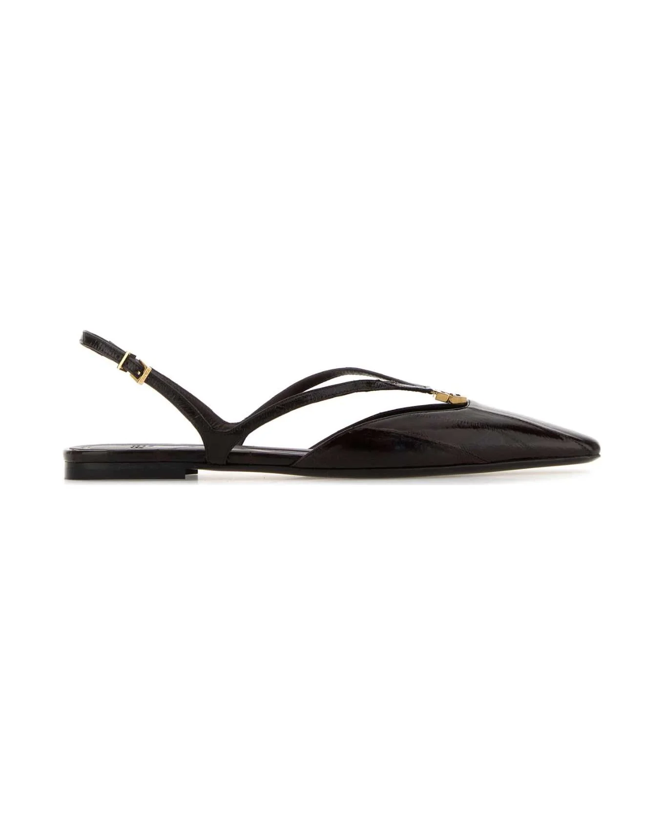 Fendi Ffolk Leather Slingback Ballets - 1