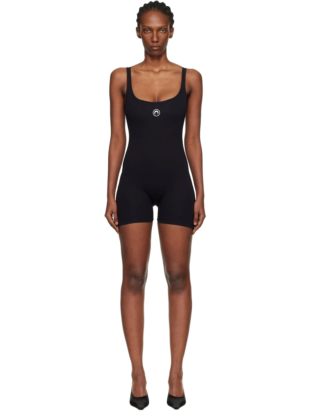 Black Moon Logo Ribbed Jersey Short Jumpsuit - 1