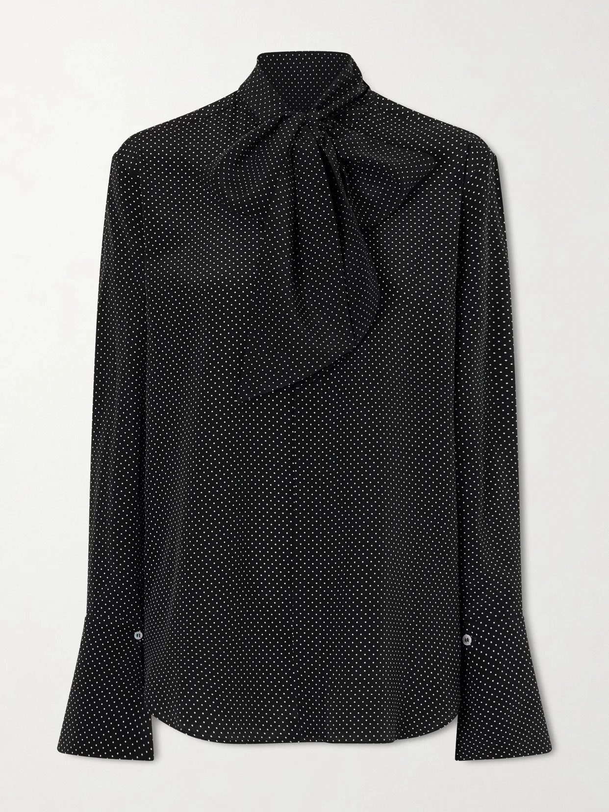 Pussy-bow Polka-dot Silk-satin Blouse - 1
