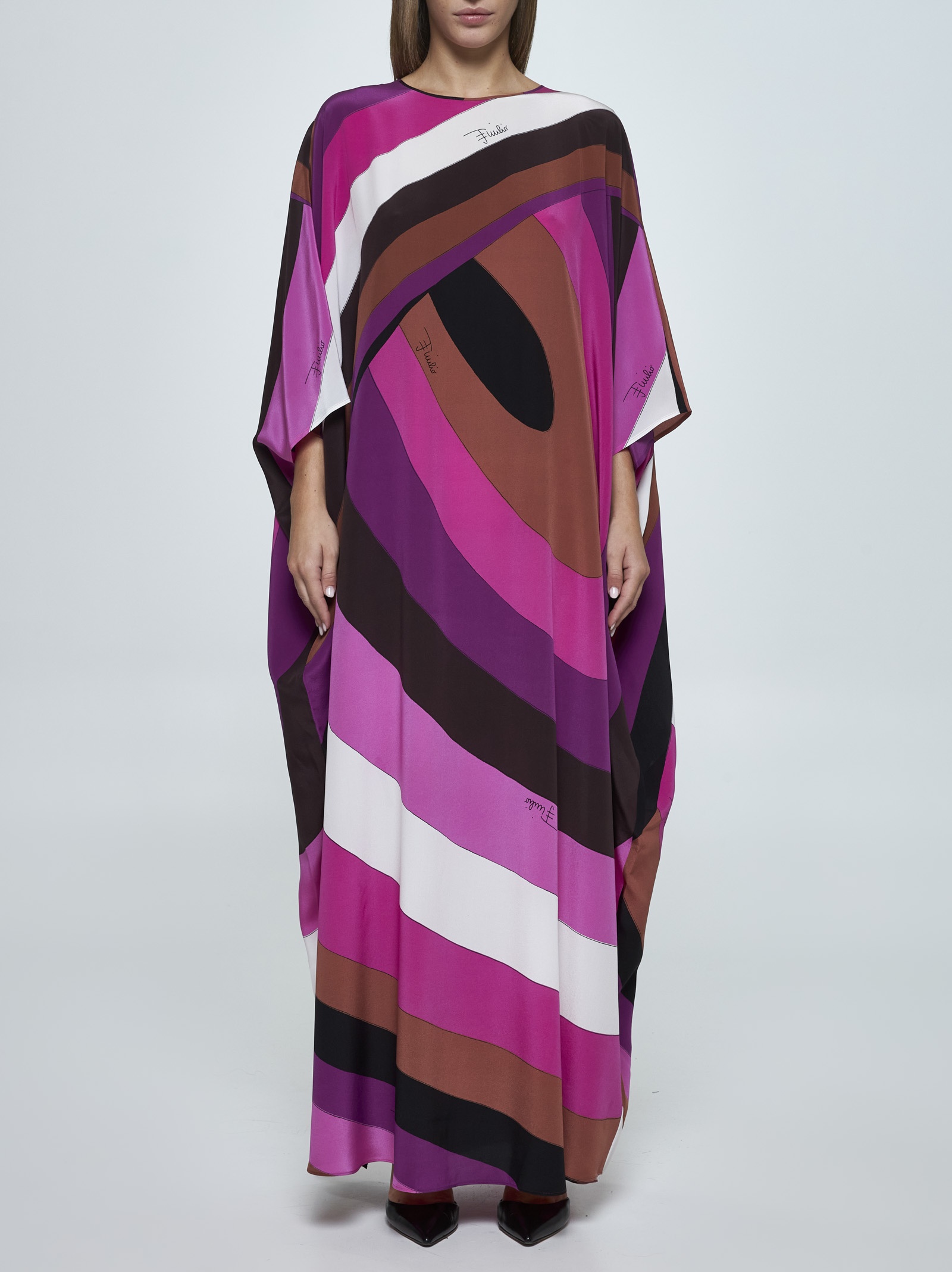 Print silk long kaftan - 2