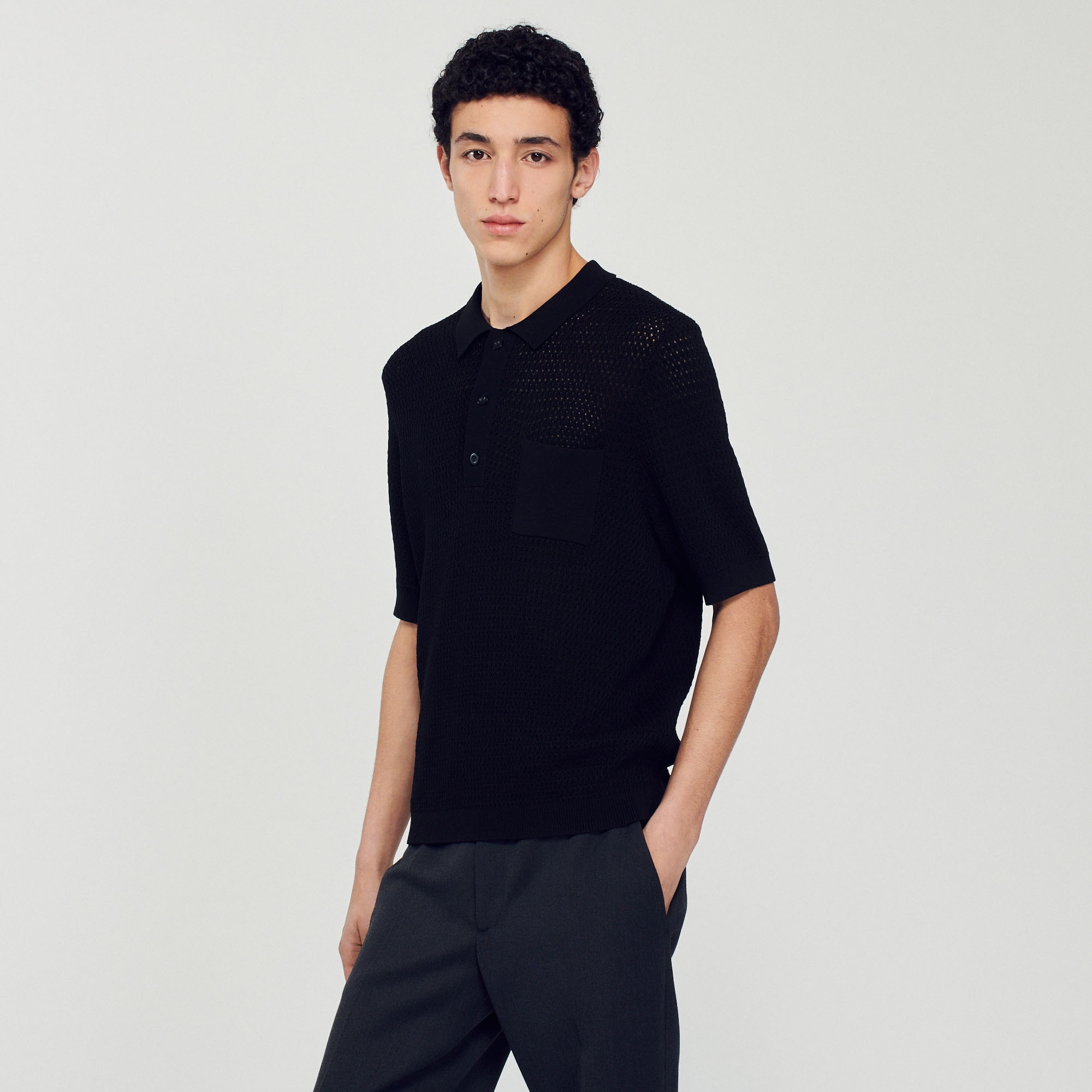 Short-sleeved polo sweater - 5