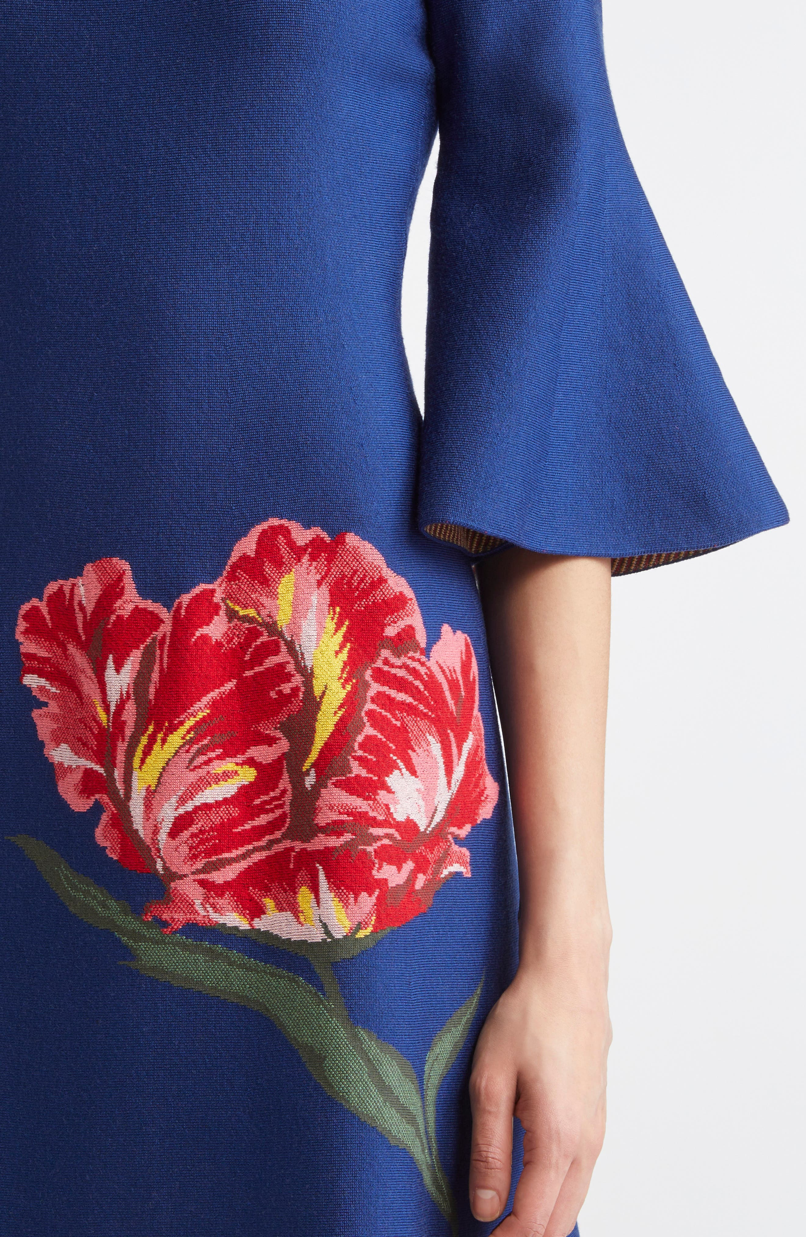 Carolina Herrera Floral Jacquard A-Line Dress in Dark Navy Multi at Nordstrom - 4