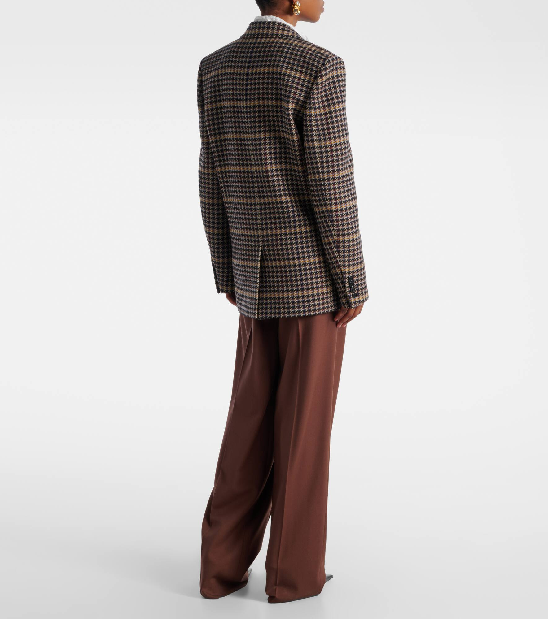 Checked double-breasted wool blazer - 3