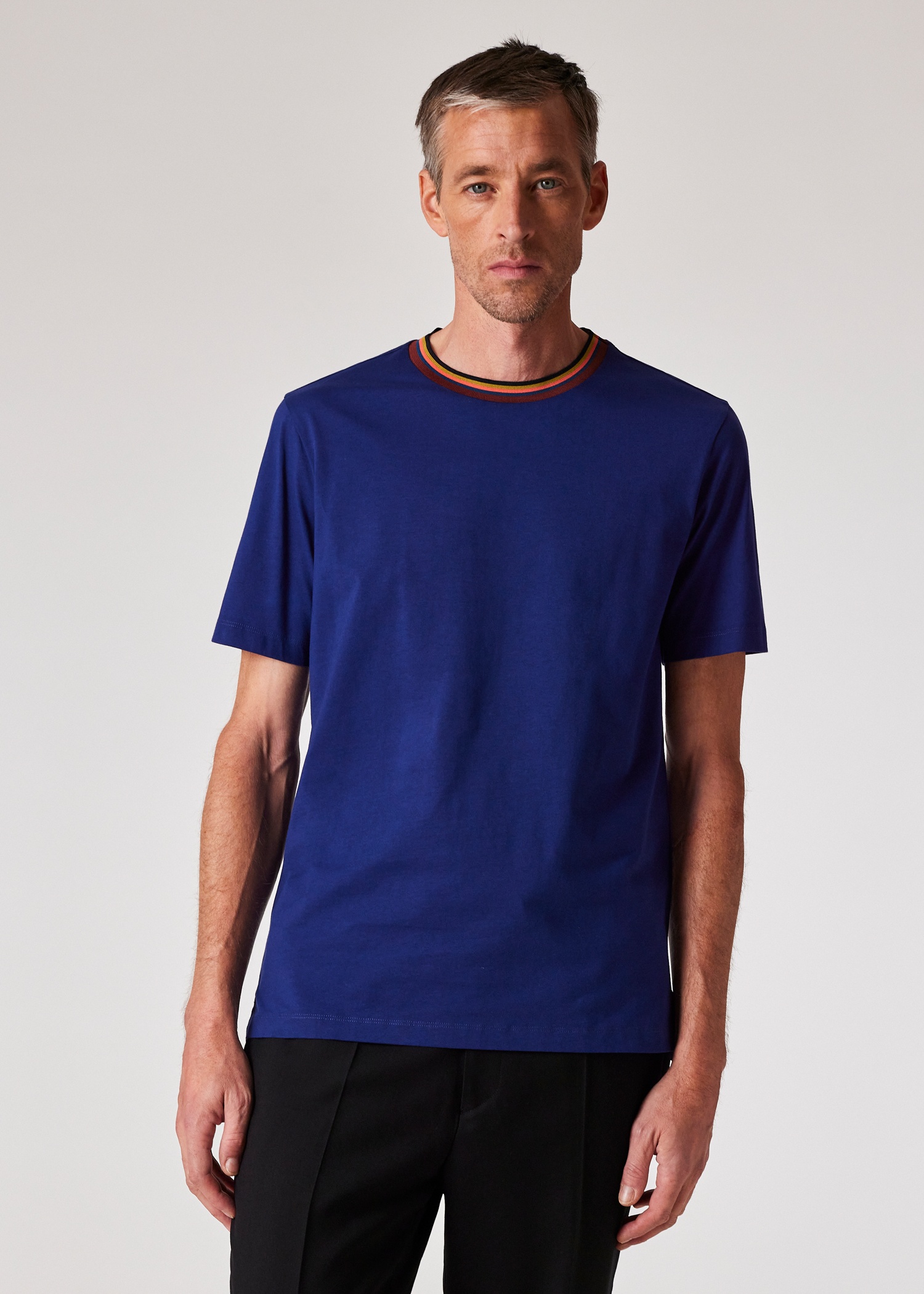 Cobalt Blue 'Artist Stripe' Collar T-Shirt - 3