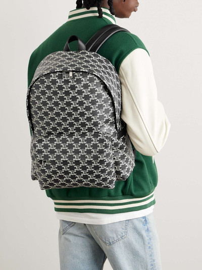 CELINE Triomphe Leather-Trimmed Logo-Print Coated-Canvas Backpack outlook