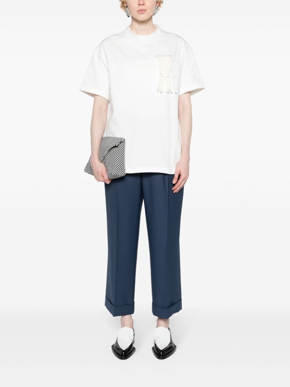 brooch-detailed cotton T-shirt - 2