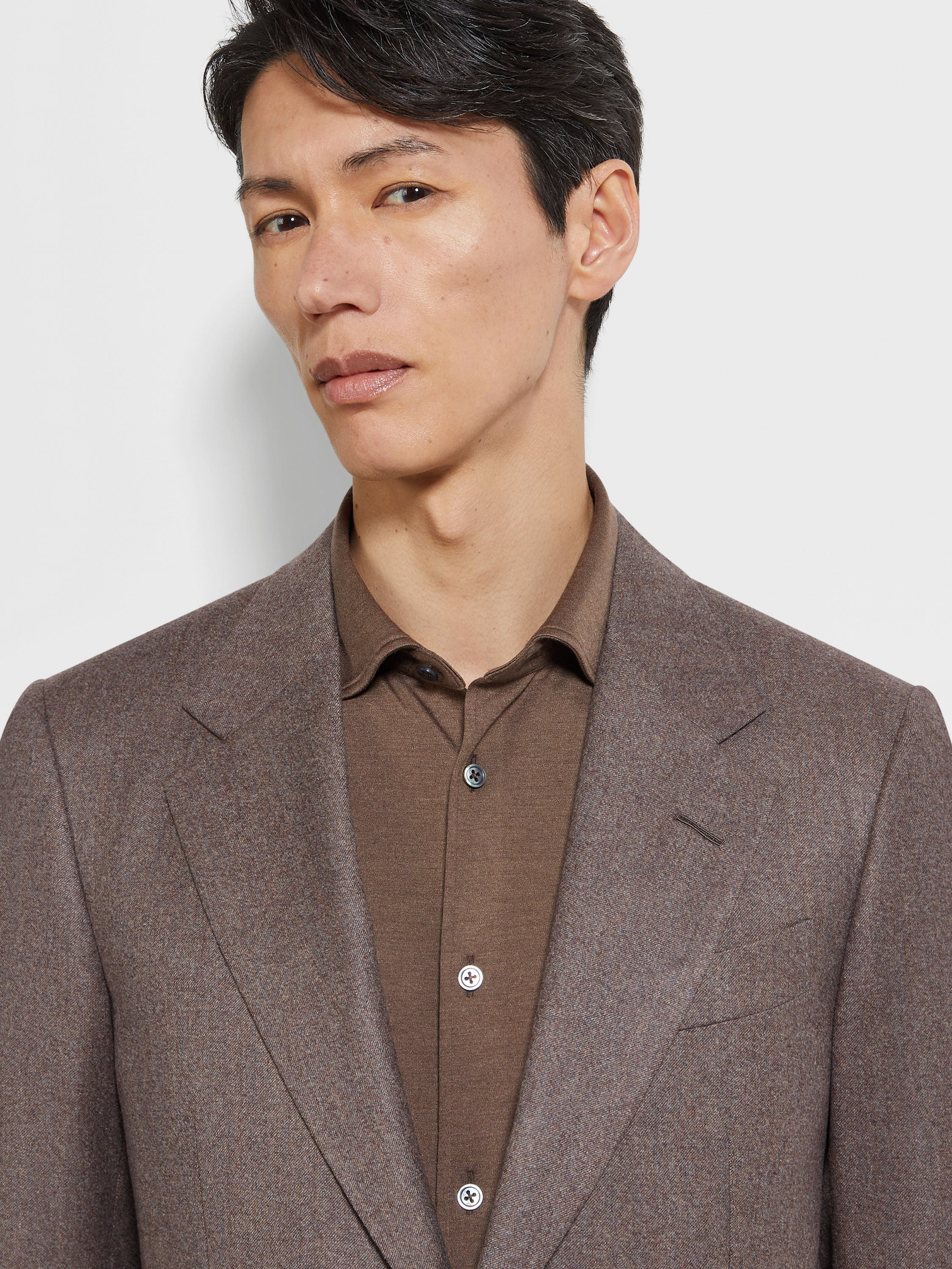 LIGHT BROWN MÉLANGE WOOL AND CASHMERE SUIT - 3