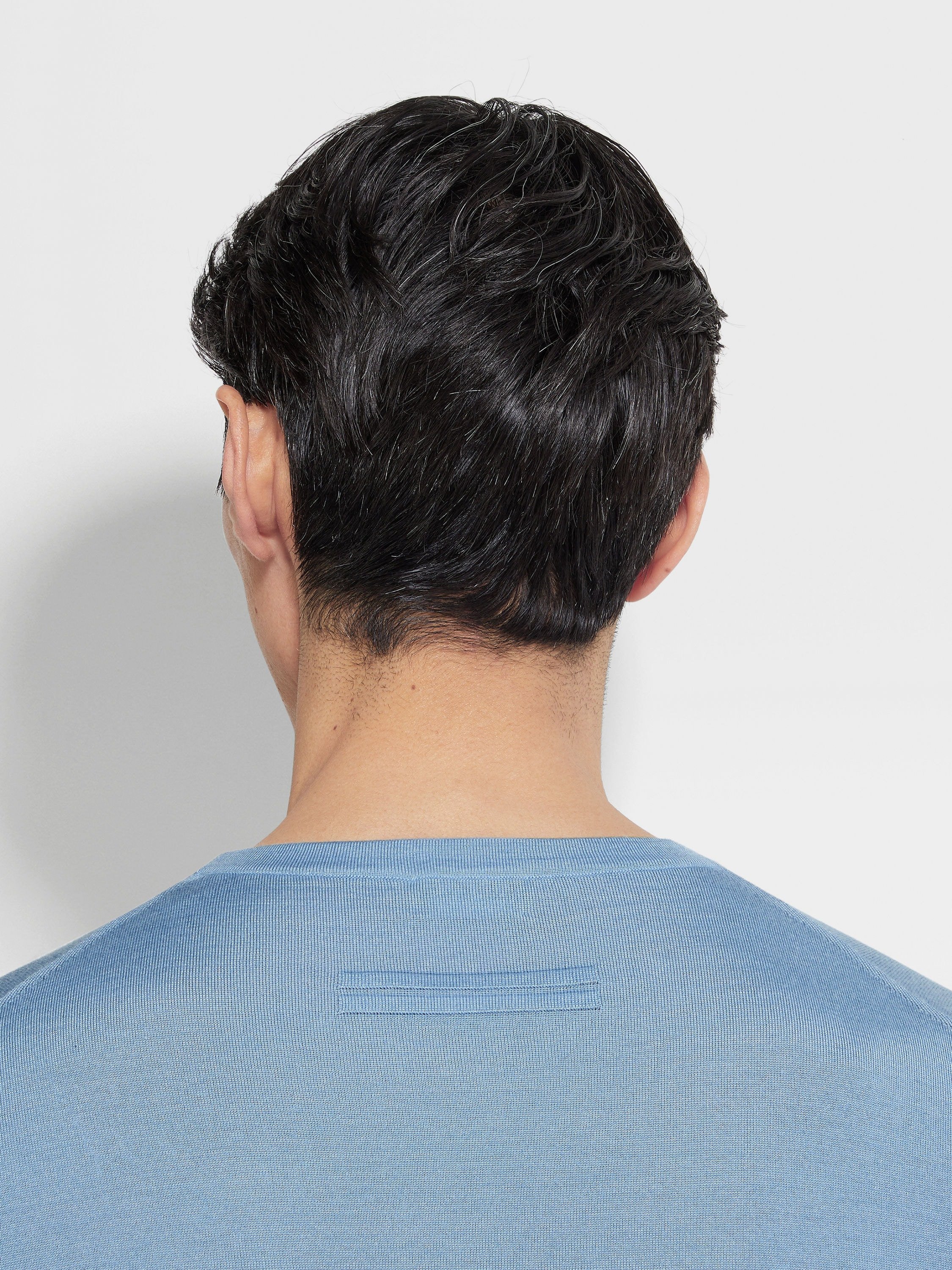 LIGHT BLUE MÉLANGE CASHSETA CREWNECK - 2
