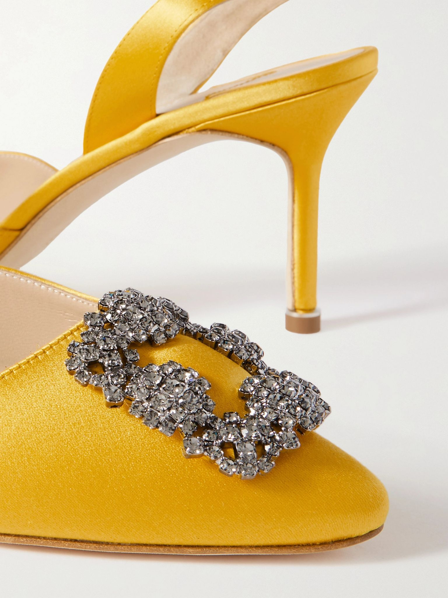 Hangisli 70 embellished satin slingback pumps Yellow - 5