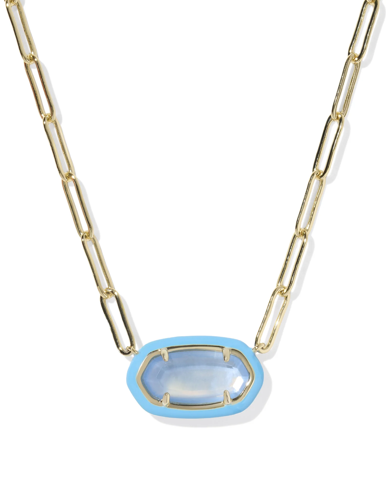 Elisa Enamel Frame Gold Paperclip Necklace - 1