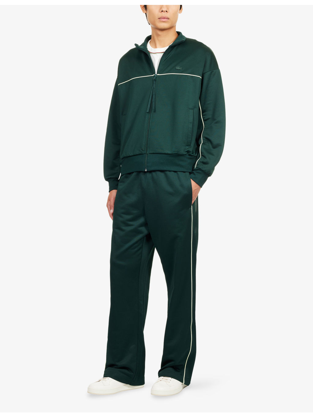 Side-Stripe Loose-Fit Fleece Cotton-Blend Jogging Bottoms - 2
