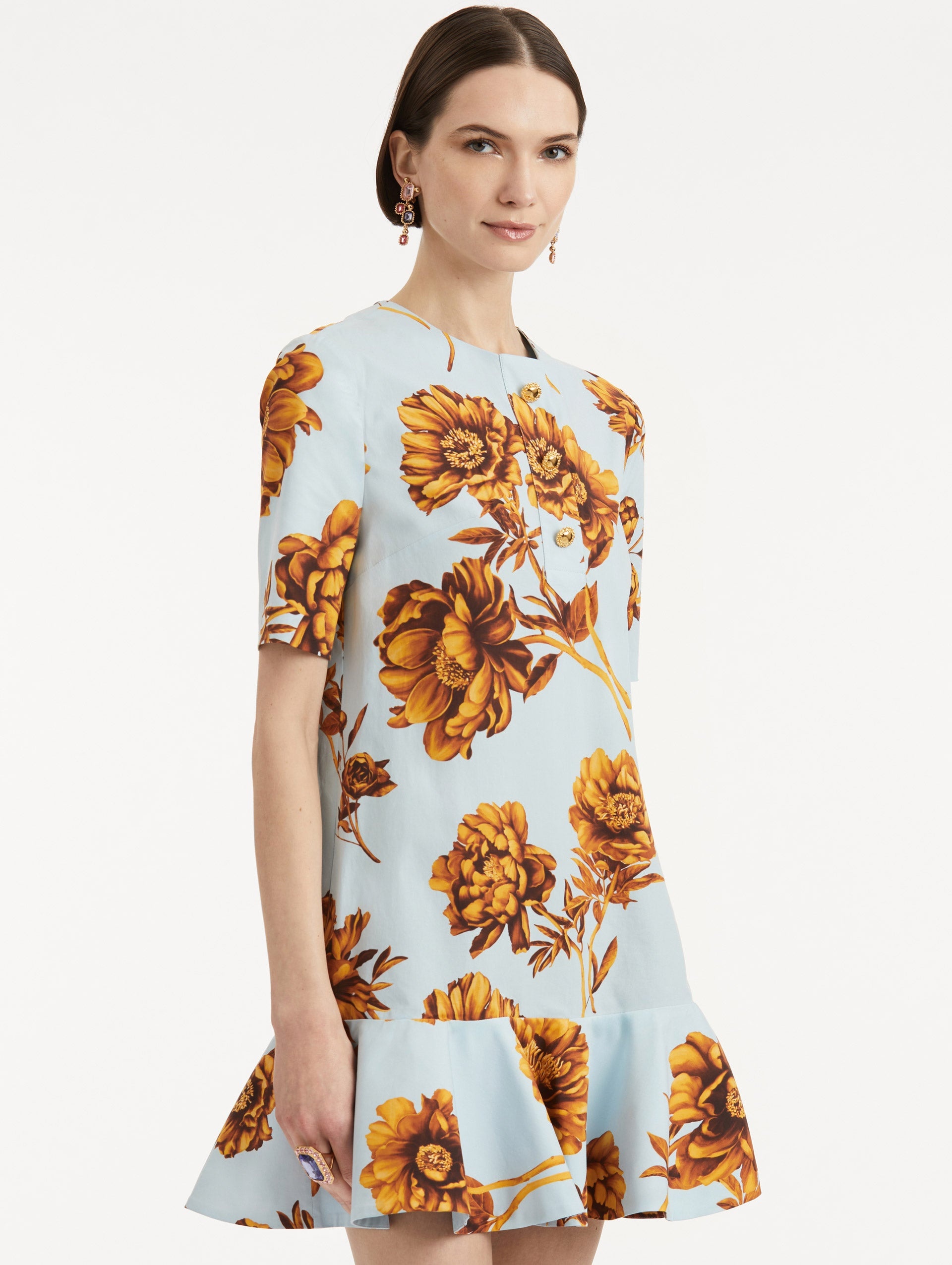 PEONY COTTON POPLIN FLOUNCE DRESS - 5