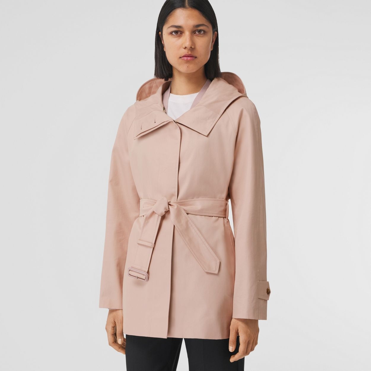 Cotton Gabardine Hooded Car Coat - 2