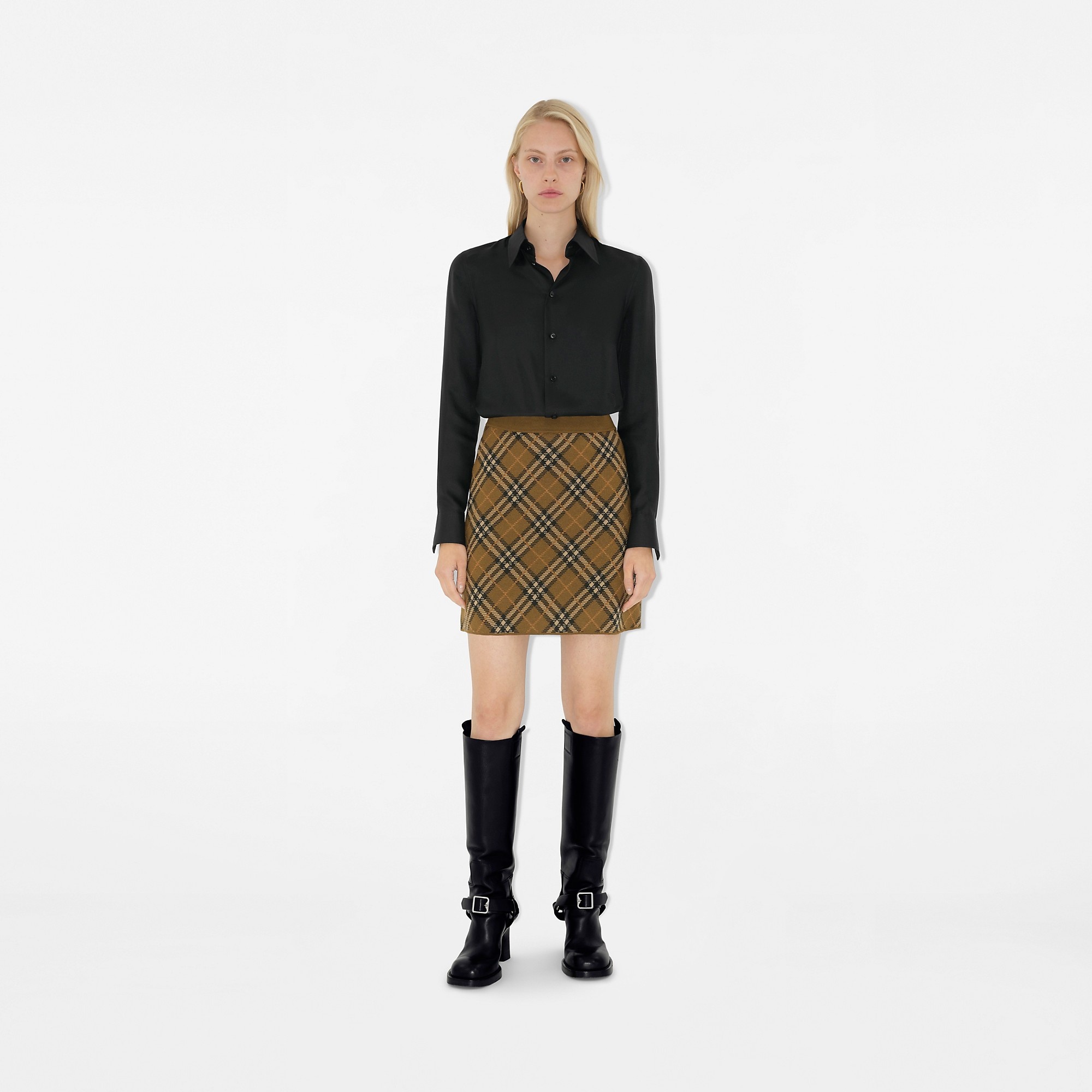 Check Wool Blend Mini Skirt - 2