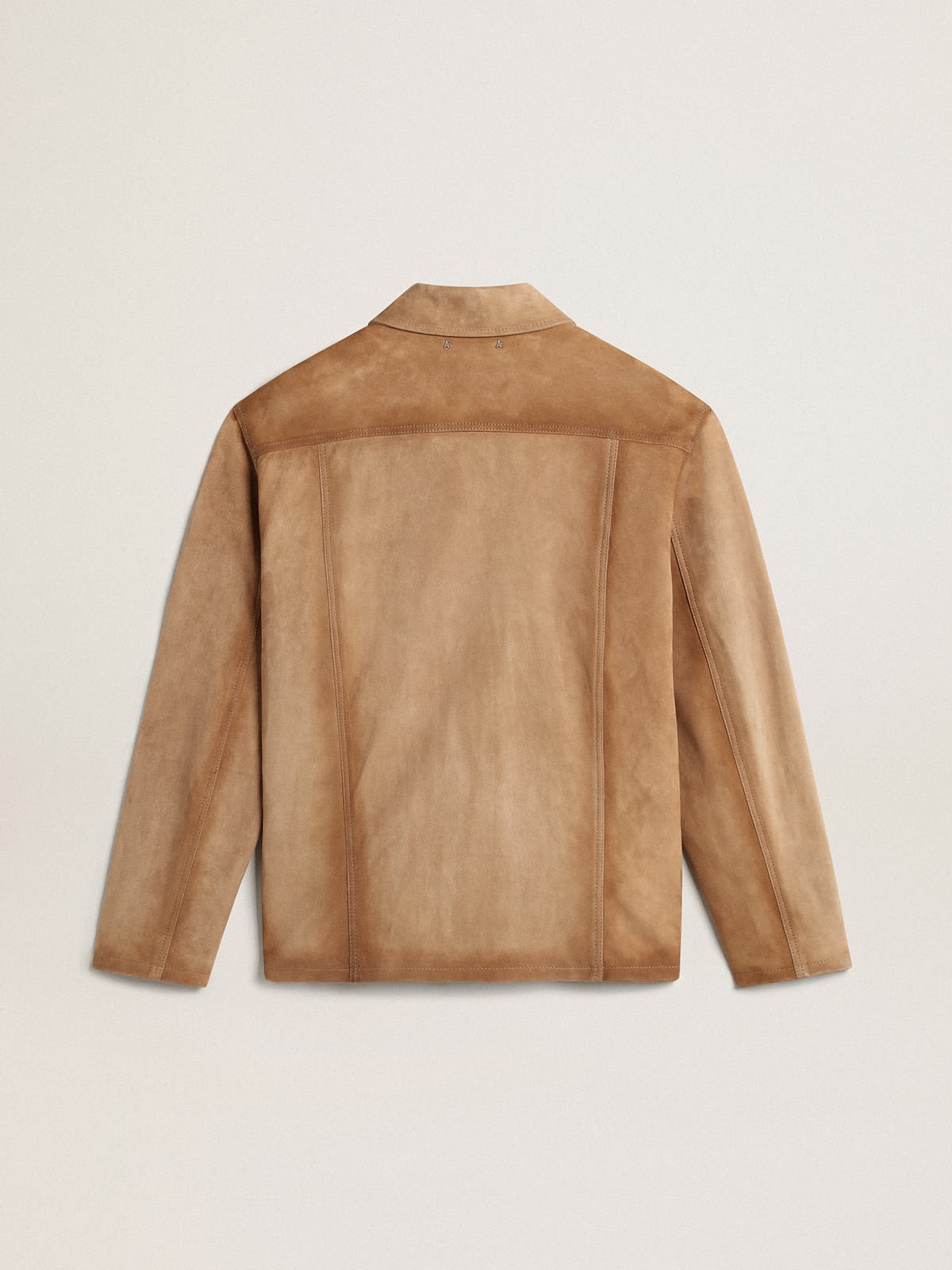 Sand-colored leather jacket with patches and zip fastening - 6