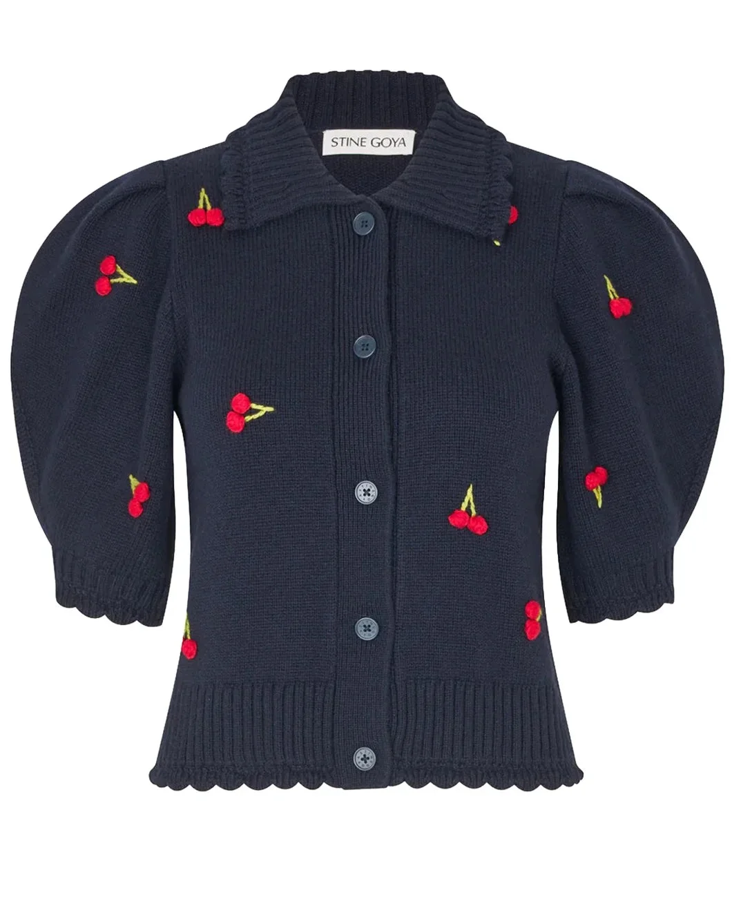 BOBBLE KNIT POLO CARDIGAN - 1