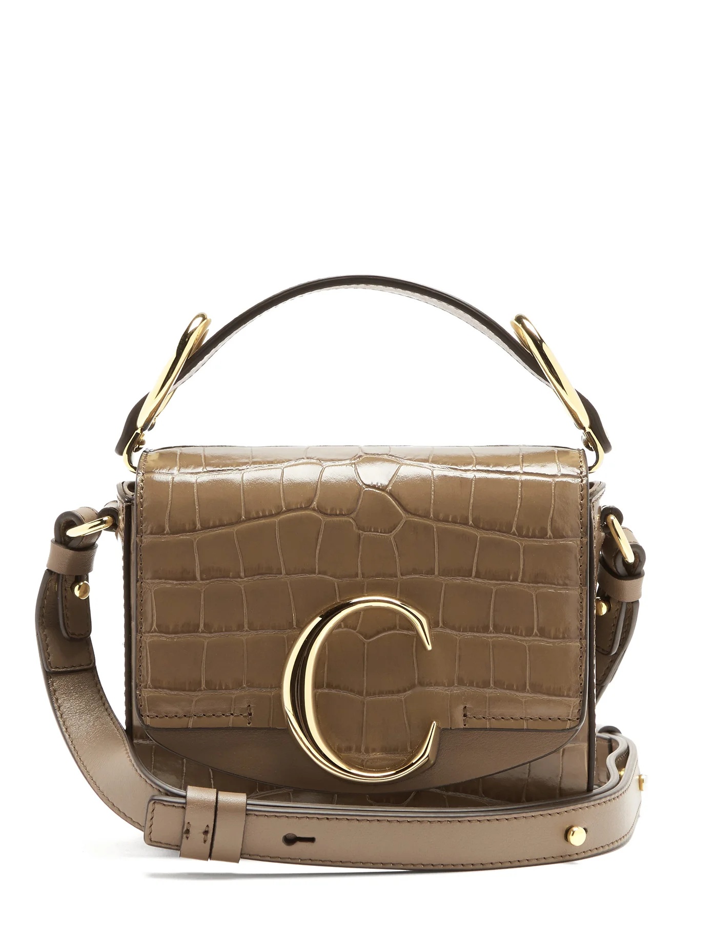 Mini C crocodile-effect leather cross-body bag - 1